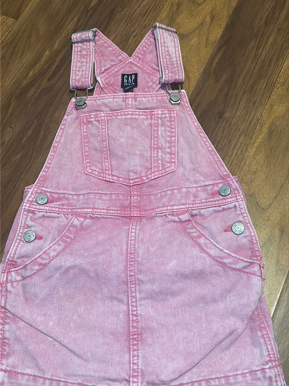 GAP Pink Wash Denim Overall Dress
